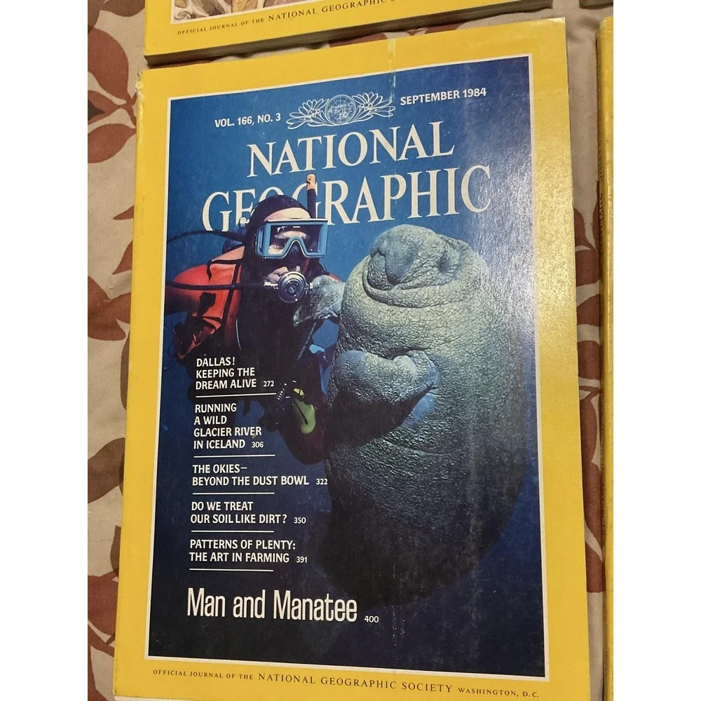 Vintage‎ National Geographic Magazine Lot Jul Aug Sep Nov 1984 Man And Manatee